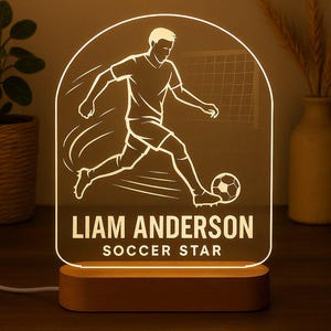 Slam Dunk Custom Basketball Night Light, Personalized LED Acrylic Lamp with Engraved Design and Wooden Base, Unique Gift for Basketball Fans