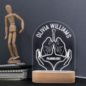 Pulmologen-Nachtlicht, individuell gravierte Lungendesign-Lampe, personalisiertes Geschenk für Atemwegsärzte, einzigartiges medizinisches Beruf-LED-Dekor