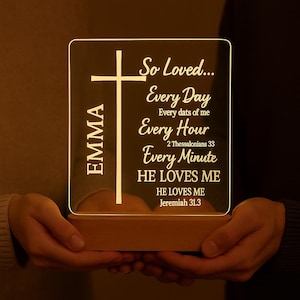 Personalized Christian Gift, Custom Cross & Name LED Night Light, Baptism Christening gift, Christian Gift, Christian night light