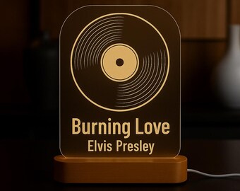 Custom Song Title Vinyl Record LED Light: Engraved Music Lover Gift