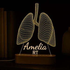 Pulmologen Geschenk - Personalisiertes Lungen LED-Nachtlicht für Atemwegsärzte - Gravierte medizinische Schreibtischlampe für Klinik- oder Bürodekor