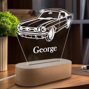 3D Car Night Light 1969 - Personalized Vehicle Photo Lamp, Car Enthusiast Gift, LED Acrylic Lamp for Birthday, Gift for Him