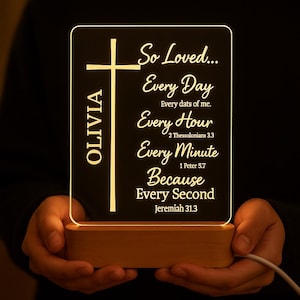Personalized Pastor Night Light Gift – Custom Christian LED Night Light with Name & Cross