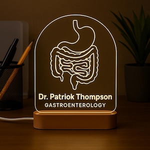 Personalized Gastroenterologist Night Light – Custom LED Desk Lamp with Digestive System Design – Unique Doctor Gift & Office Decor