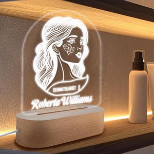 Gastroenterology Themed Night Light, Custom Engraved Digestive System Lamp, LED Wooden Base Personalized Gift, Unique Doctor Gift