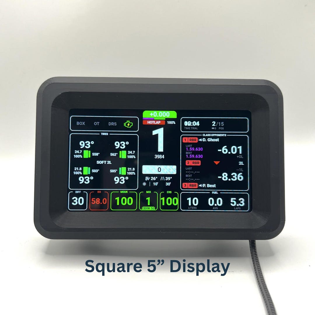 Sim Racing Display Image Vocore Sim Racing Display Square 5 Inch for Moza & Fanatec Bases - Etsy