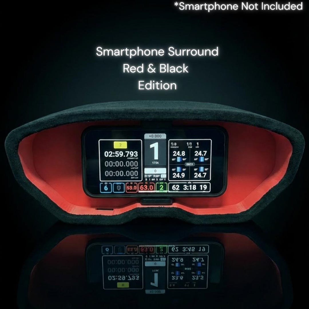 Sim Racing Suede Dashboard Surround for Smartphones Red & Black Edition ...