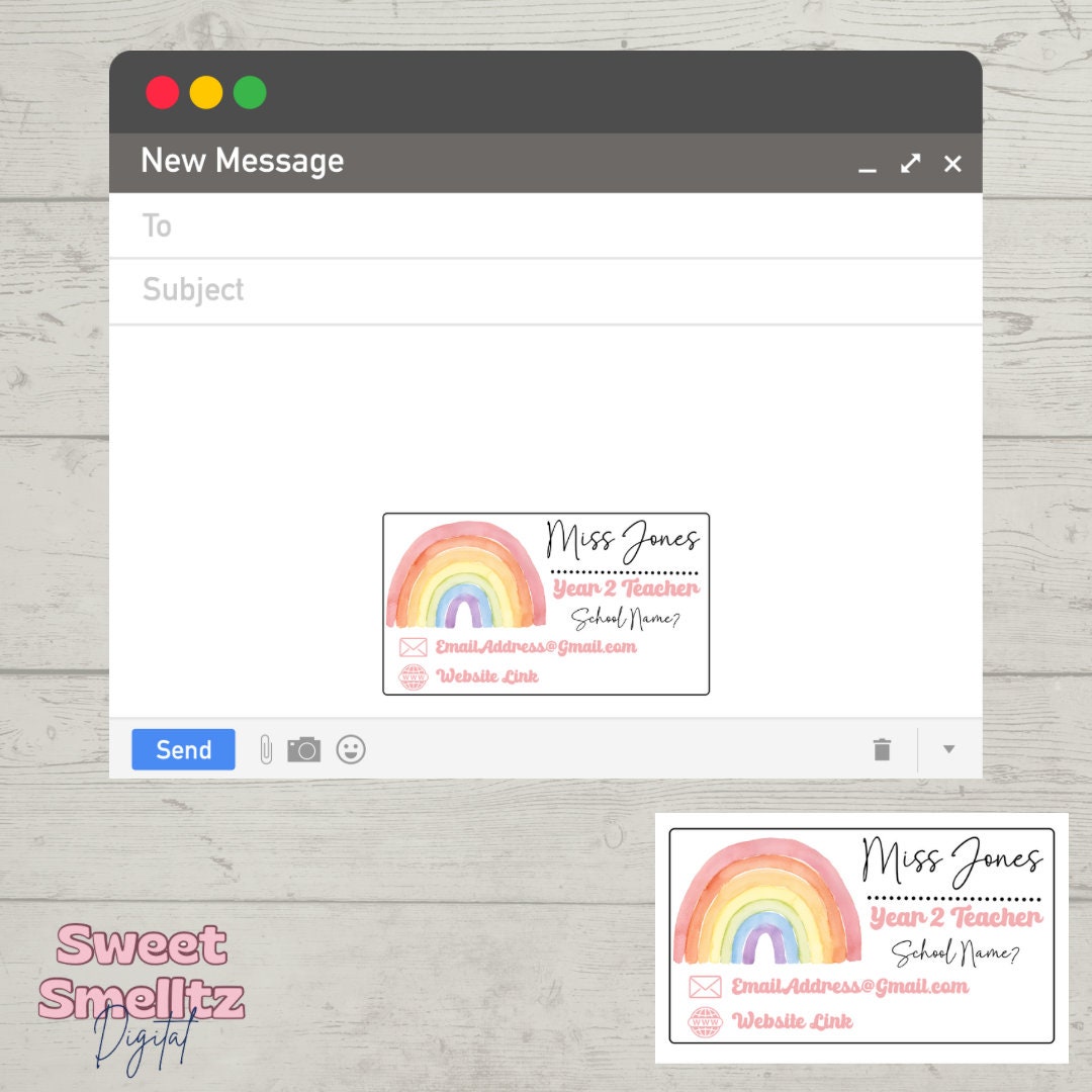 Digital Download Teacher Email Signature Teachers Emails Rainbow Design