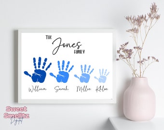 Digital Download| Family Name Print| Handprint with Names| Edit Yourself| Editable in Canva| Digital Product