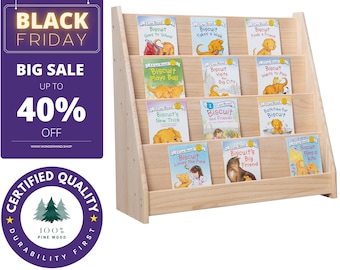 Estantería infantil 100 % madera maciza (ancho 80 x profundidad 33 x alto 80 cm) - Estantería para libros infantiles - Estantería Montessori - Organizador