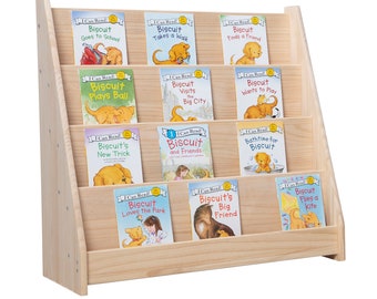 Bibliothèque pour enfants 100% bois massif L80 x P33 x H80 - Bibliothèque pour livres pour enfants - Bibliothèque Montessori - Organisateur