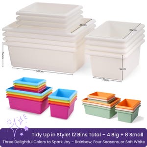 100% Solid Wood Montessori Kids Bookshelf & Toy Storage + 12 Four Seasons Pastel Storage Bins | 2-in-1 Children's Room Organizer - Uncoated image 5