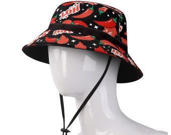 Chili Pepper Bucket Hat / Small Medium Large Spicy Hot Foodie Brimmed Hat