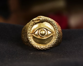 Anillo de ojos que todo lo ve para hombres, anillo de ojos malvados, anillo de protección, anillo de hombres, anillo de ojos de sello, anillo de sello de hombres, regalo para ella