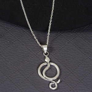 Janvi Jewelry Brass Snake Pendant with Silver Finish and Chain – Unisex Spiritual Necklace
