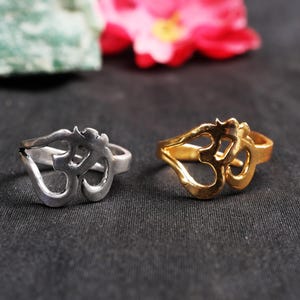 Handcrafted Om Symbol Ring in Silver and Gold Finish – Spiritual & Yoga Jewelry”