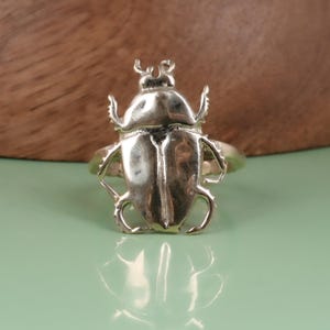 Gold Beetle Ring Adjustable | Insect Statement Ring | Handmade Bug Ring | Nature Animal Jewelry | Unique Gift for Her Him
