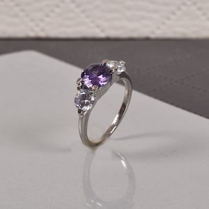 Amethyst Engagement Ring: Brass February Birthstone Ring