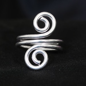 Handmade Brass Spiral Ring: Adjustable Boho Swirl Ring