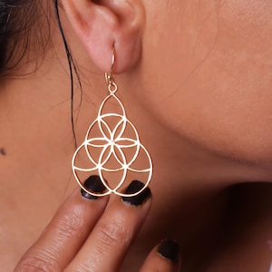 Janvi Jewelry Sacred Geometry Seed of Life Dangle Earrings for Women – Boho Chic Handmade Jewelry