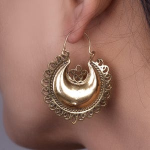 Handmade Brass Hoop Earrings: Chunky Gold Jewelry