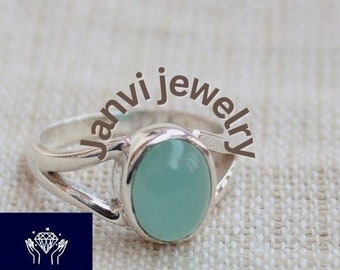 Aqua Chalcedony ring, sterling silver Jewelry, gift for her, anniversary ring, Stack Rings, affordable Jewelry, Valentine gift jewelry rings