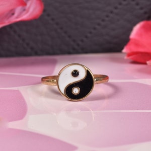 14K Gold Filled Yin Yang Ring: Spiritual Yoga Jewelry