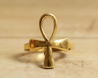 Brass Ankh ring, Egyptian Jewelry, Amulet ring, Egyptian Ankh