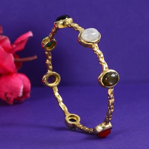 Indian bracelet in brass and 7 stones 7 CHAKRAS