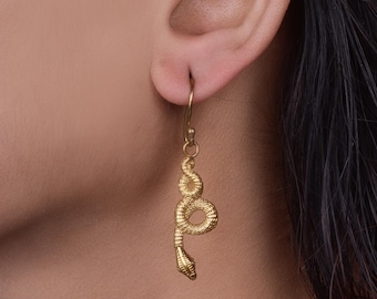 Gold Schlange Ohrringe: Boho Messing Schlange Schmuck