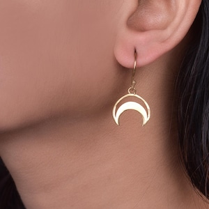 Messing halve maan oorbellen: tribal boho halve maan sieraden
