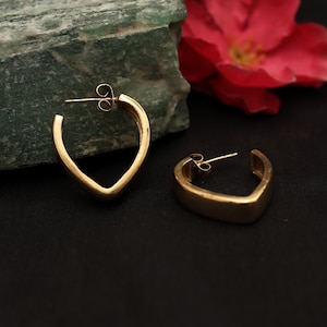 Plain Huggie Hoop Earrings, Small Gold Hoop Earrings, Brass Hoop Earrings, Cartilage Hoops, Minimalist Earrings, Gift For Her
