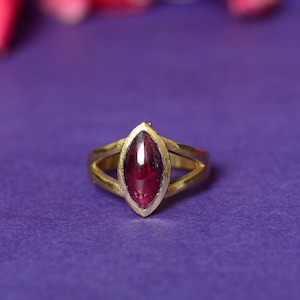 Marquise Garnet Ring: Vermeil Gold January Birthstone