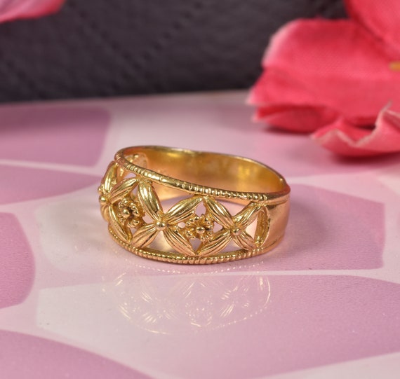 ⑥フローラルRING 真鍮 Brass Gold Floral Ring, Handmade Statement Ring, Vintage Flower