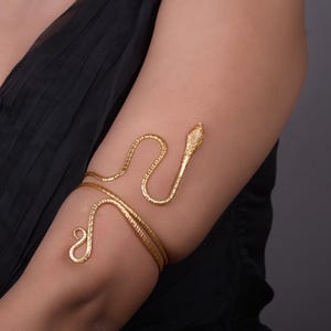 Gold Snake Arm Cuff: Adjustable Boho Tribal Bracelet