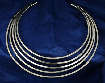 Gold Brass Choker Necklace, Minimalist Multi Layer Collar Necklace, Statement Torque Choker, Modern Bold Jewelry Gift for Her