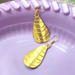 Handmade Brass Teardrop Dangle Earrings: Boho Chic Statement Jewelry
