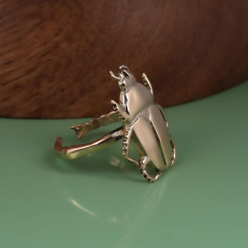 Gold Beetle Ring Adjustable | Insect Statement Ring | Handmade Bug Ring ...