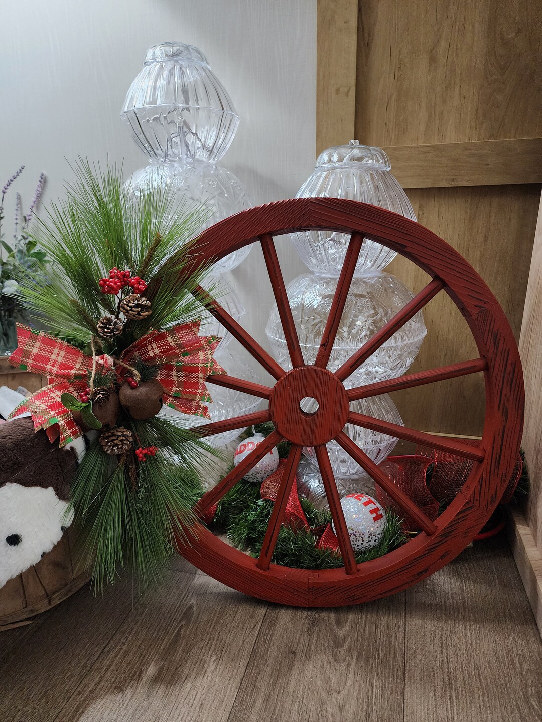 Wagon Wheel Christmas Wall Decor Etsy