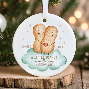 We’re Expecting Baby Ornament 2026 – Personalized Little Peanut Couple Ornament – Parents to Be Pregnancy Announcement Christmas Gift Bild 1