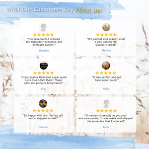 K&ouml;nnte beinhalten: Grafik mit Kundenbewertungen und Sternenbewertungen. Der Titel lautet "What Our Customers Say About Us!". Zitate beinhalten "absolut sch&ouml;n und fantastische Qualit&auml;t!" und "Es war perfekt und kam super schnell hier an!"