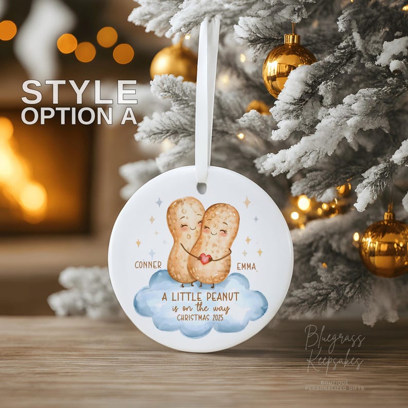 We’re Expecting Baby Ornament 2026 – Personalized Little Peanut Couple Ornament – Parents to Be Pregnancy Announcement Christmas Gift Bild 2