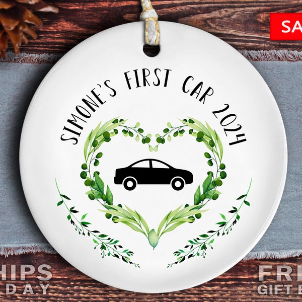Personalized New Car Ornament, My First Car Christmas, Driving Ornament, Holiday Ornaments, Custom Gift Teenage Boy Gift, Sweet 16 Ornament
