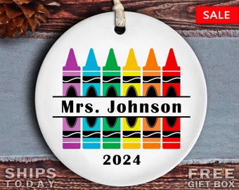 Teacher Christmas Ornament - Personalized Crayon Teacher Christmas Ornament - Teacher Gift