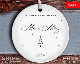 First Christmas Married Ornament, Our First Christmas Married as Mr and Mrs Ornament, Mr and Mrs Wedding Keepsake Ornament Personalized 2024