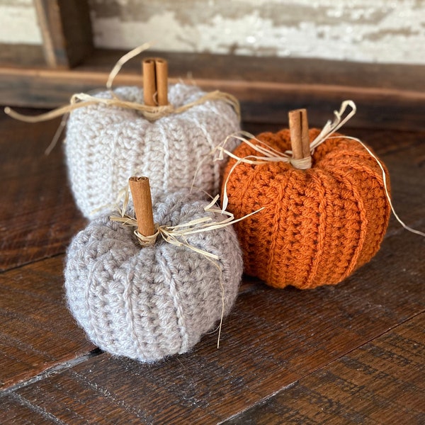 Crocheted Fall Pumpkins | Set of 3 Pumpkins | Handmade | Rustic | Farmhouse | Thanksgiving decor | Fall decor | Handmade gift | Crochet gift