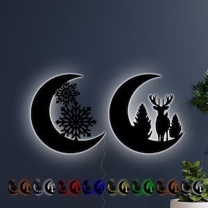 Decorazione da parete a LED multicolore cervo con telecomando e adattatore di alimentazione - Decorazione da parete illuminata - Insegne al neon per decorazioni da parete - Luci da parete -