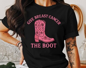 Camiseta "Dale una patada al cáncer de mama": camiseta de concientización sobre el cáncer de mama, camiseta de lazo rosa, camiseta contra el cáncer de mama, regalo de apoyo contra el cáncer, camiseta contra el cáncer