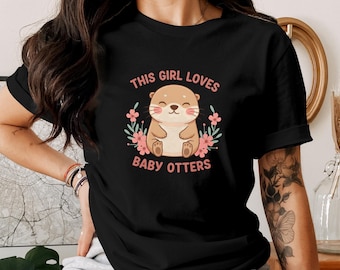 Dieses Mädchen liebt Baby Otter Shirt - süßes Otter-Liebhaber-Shirt, entzückendes Tier-T-Shirt, Ozean-wild lebende Tiere Geschenk, Otter-Grafik-T-Shirt, Geschenk für sie