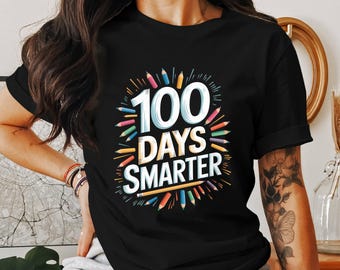 100 Days Smarter Shirt - Unisex Softstyle Fun Teacher & Student 100 Days Celebration T-Shirt For Teacher And For Kids